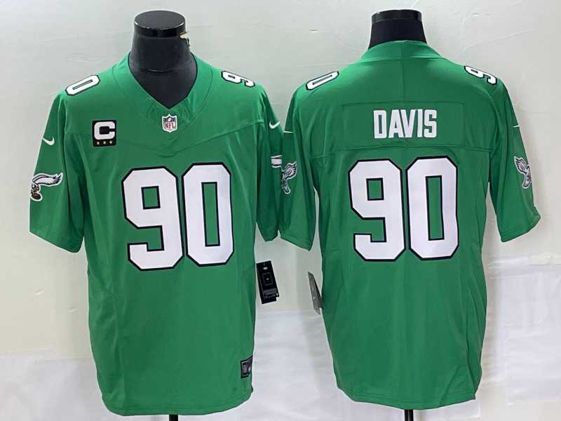 Men's Philadelphia Eagles #90 Jordan Davis Green C Patch 2023 FUSE Vapor Limited Throwback Stitched Jersey,We sell and wholesale Men's Philadelphia Eagles #90 Jordan Davis Green C Patch 2023 FUSE Vapor Limited Throwback Stitched Jersey on line form chian!